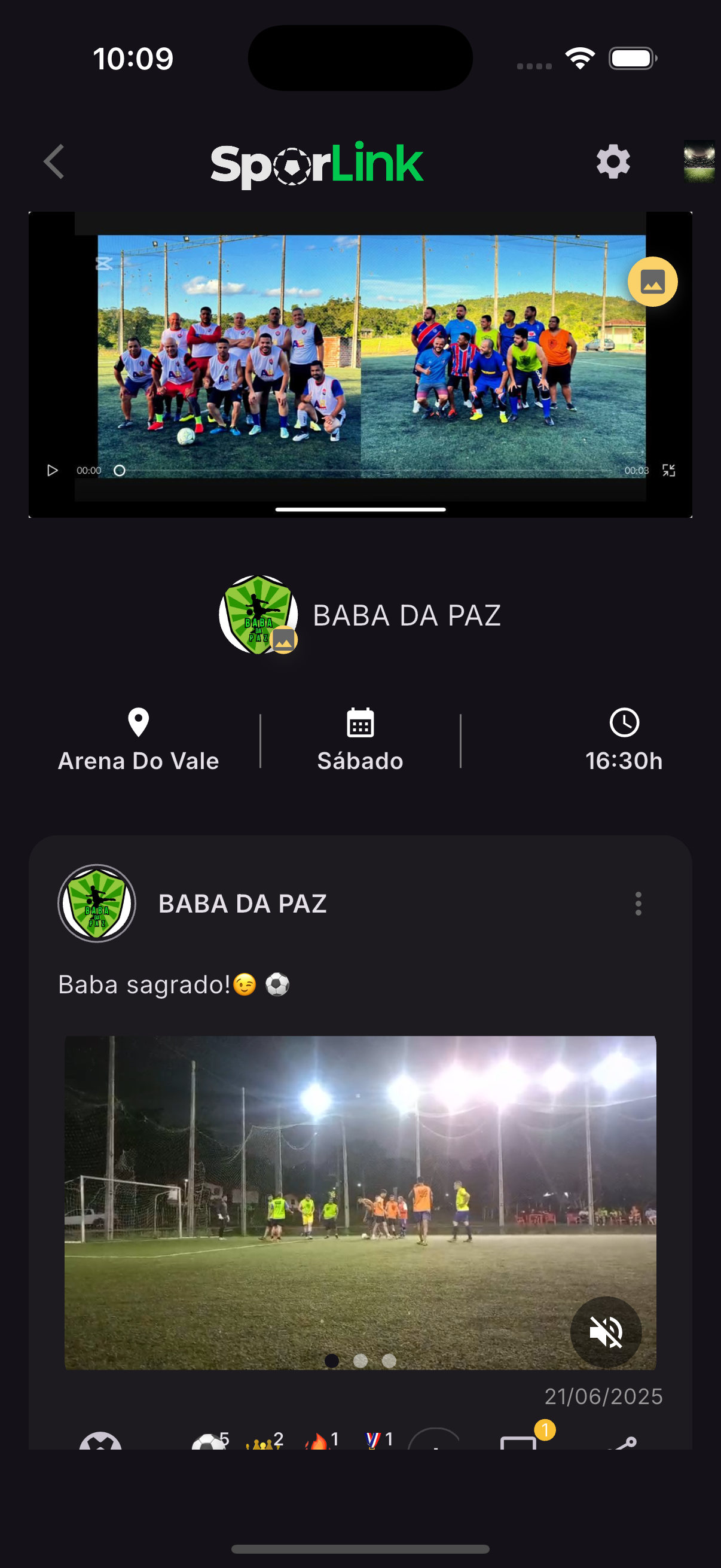 Tela de grupos do SporLink